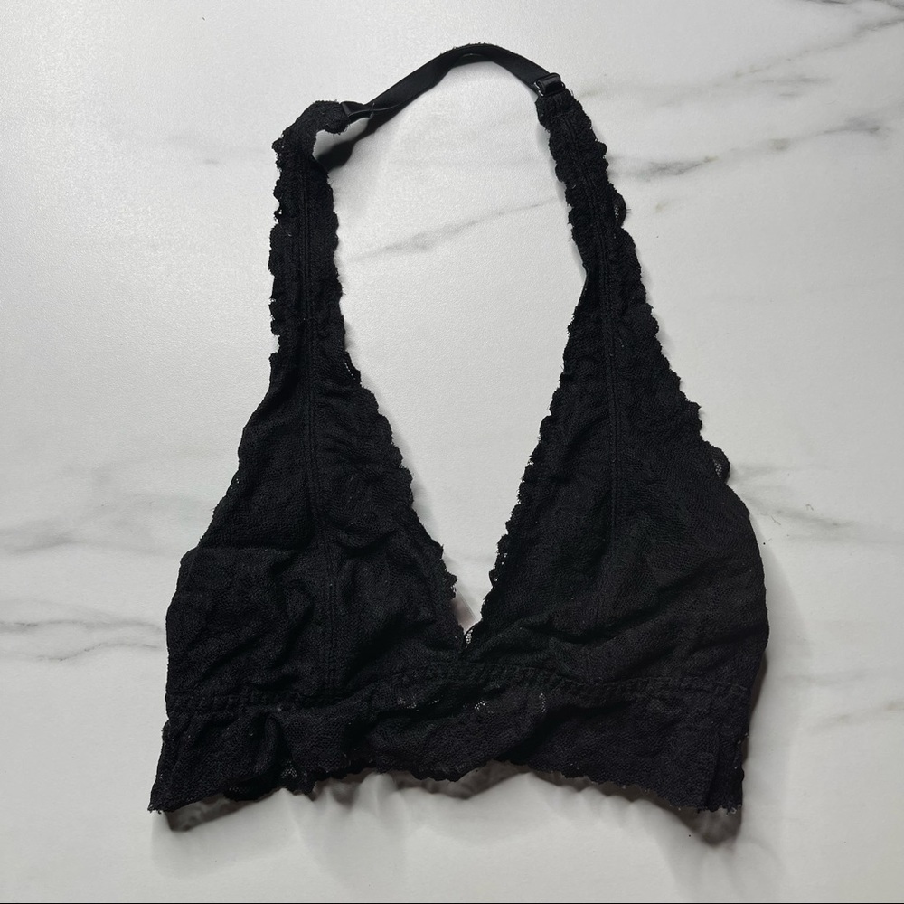Victorias Secret PINK Black Lace Halter Bralette